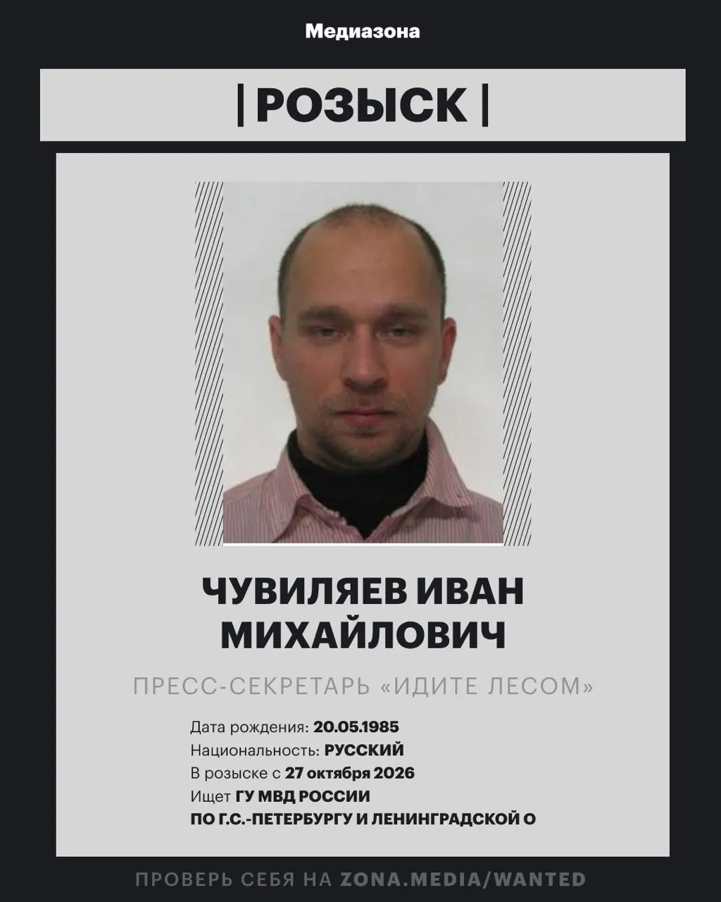 После включения проекта в реестр иноагентов Иван Чувиляев объявлен в розыск; пока неизвестно, по какой статье может быть возбуждён уголовный процесс.