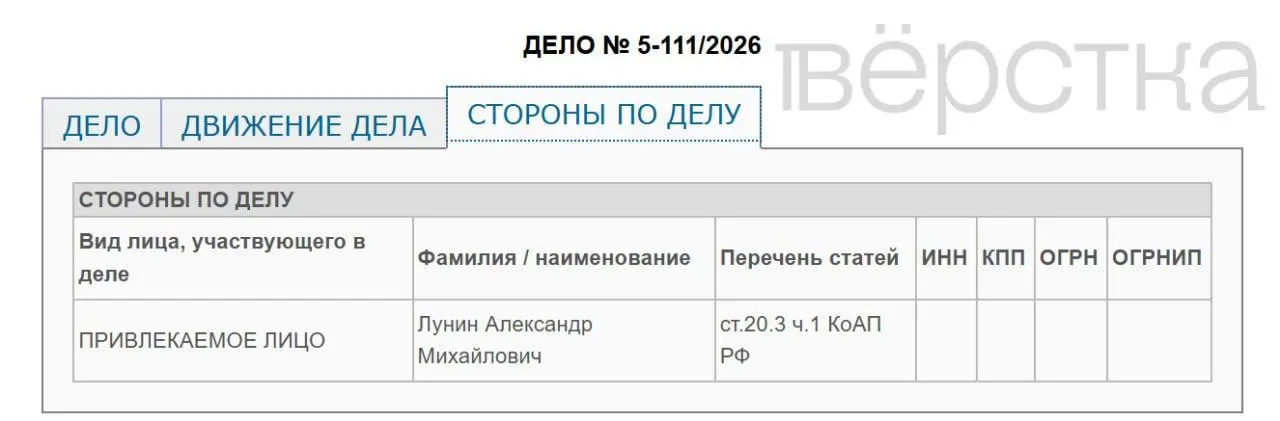 Дело в суд поступило 27 июня; подсудимому грозит арест до 15 суток. Информация о процессе появилась в открытых источниках с задержкой, подробности задержания пока не раскрывают.