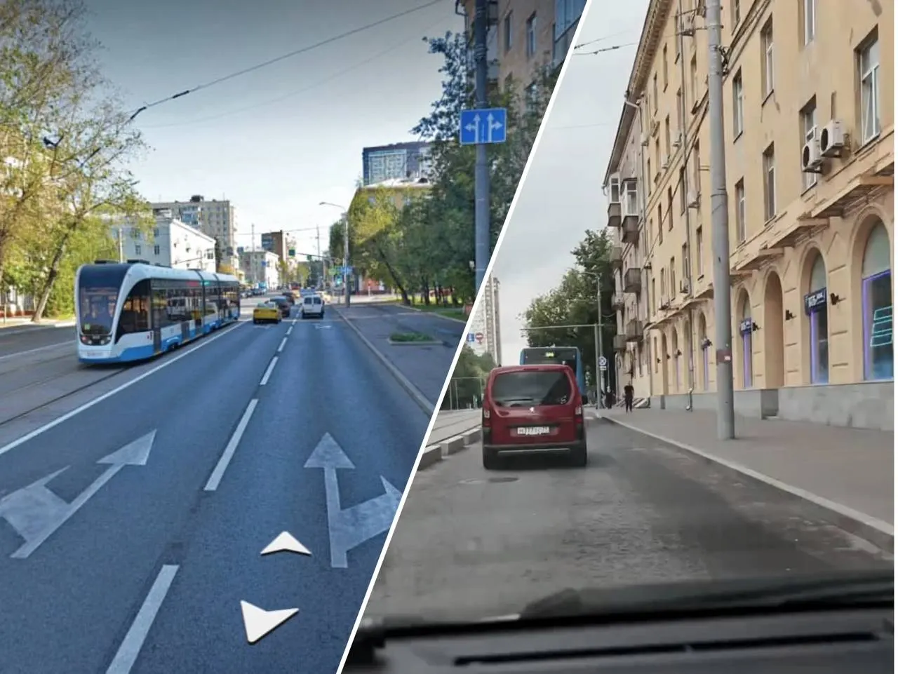 Остаётся одна полоса для автомобилей, что приводит к очередям и задержкам у остановок.