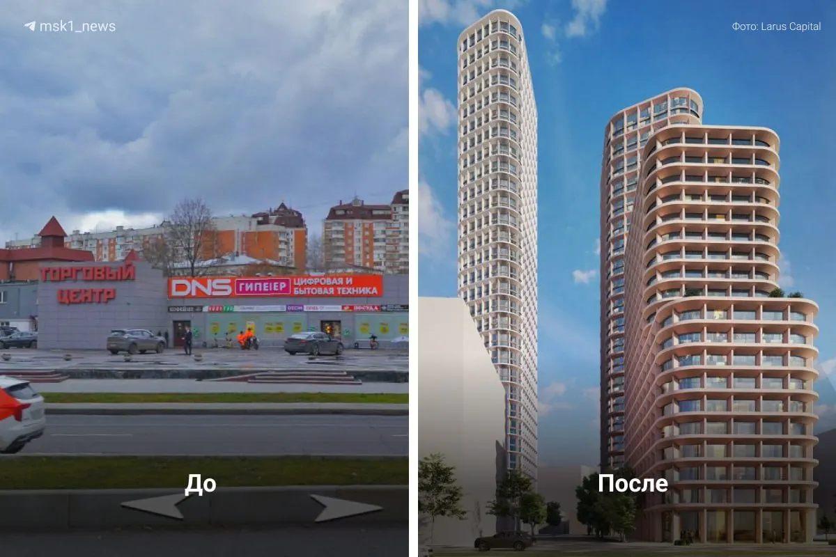 Утверждён проект застройки на месте бывшего ТЦ Электроника на Пресне: запланированы башни высотой 35 и 18 этажей и два клубных дома.