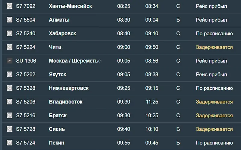 Утром 18 августа в аэропорту Новосибирска зафиксированы задержки 14 рейсов: посадка ряда самолётов из разных городов перенесена.