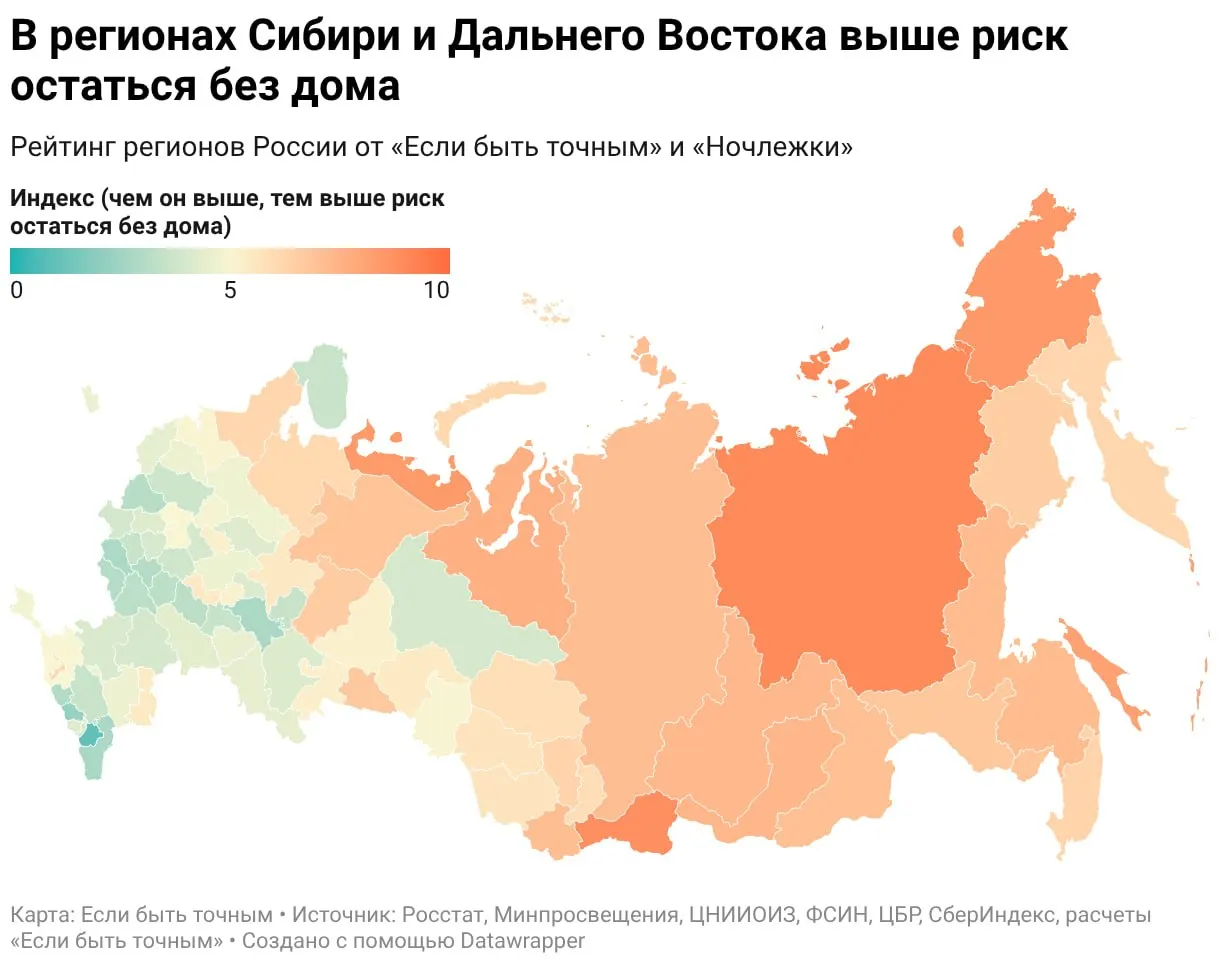 Исследование Ночлежки и медиа оценивает риск бездомности по косвенным признакам и объясняет региональные различия.